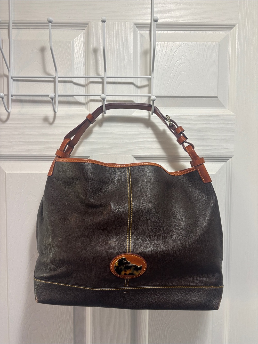 Dooney & Burke Vintage Hobo Tortoiseshell Duck Logo Shoulder Bag